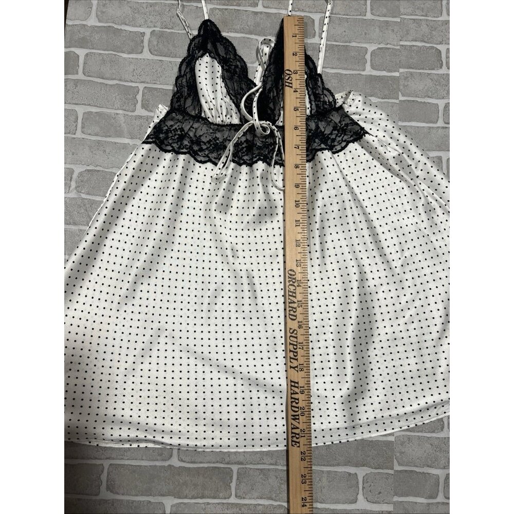 Vtg VICTORIA’S SECRET White Polka Dot  Satin Babydoll Cami Top Fairy Y2k 2000s M - Picture 9 of 12